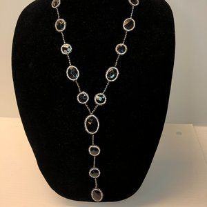 "Y" Drop black onyx necklace with oval shape